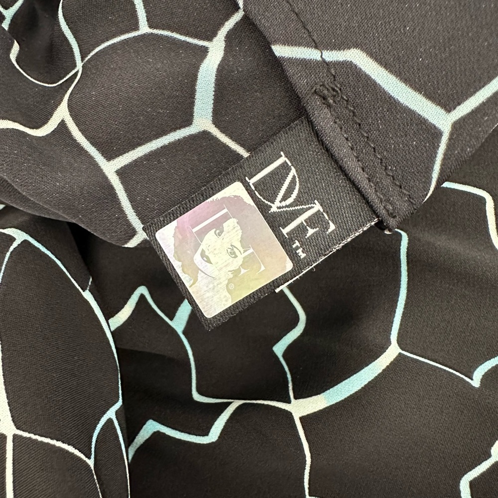 DVF Black & Blue EDNA Silk Print Dress, NWT - Picture 8 of 8